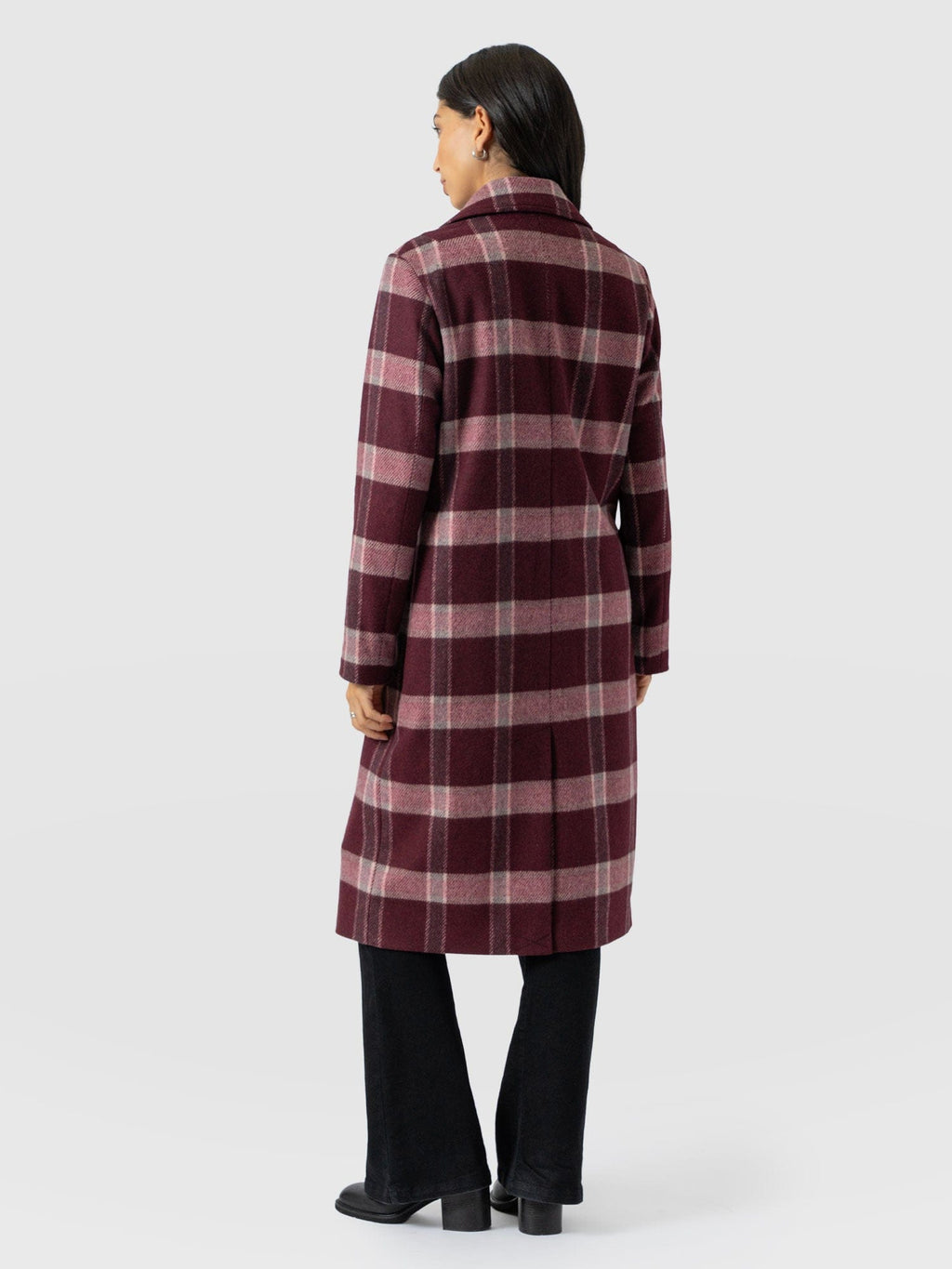 Hampton Coat - Burgundy/Pink Check