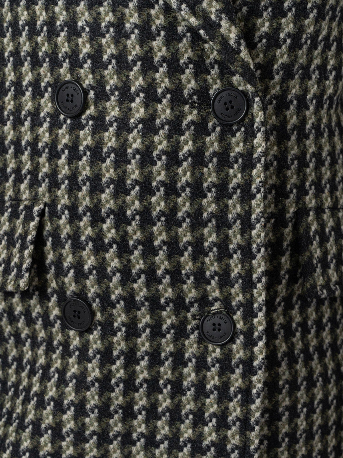 Hampton Coat - Olive Houndstooth