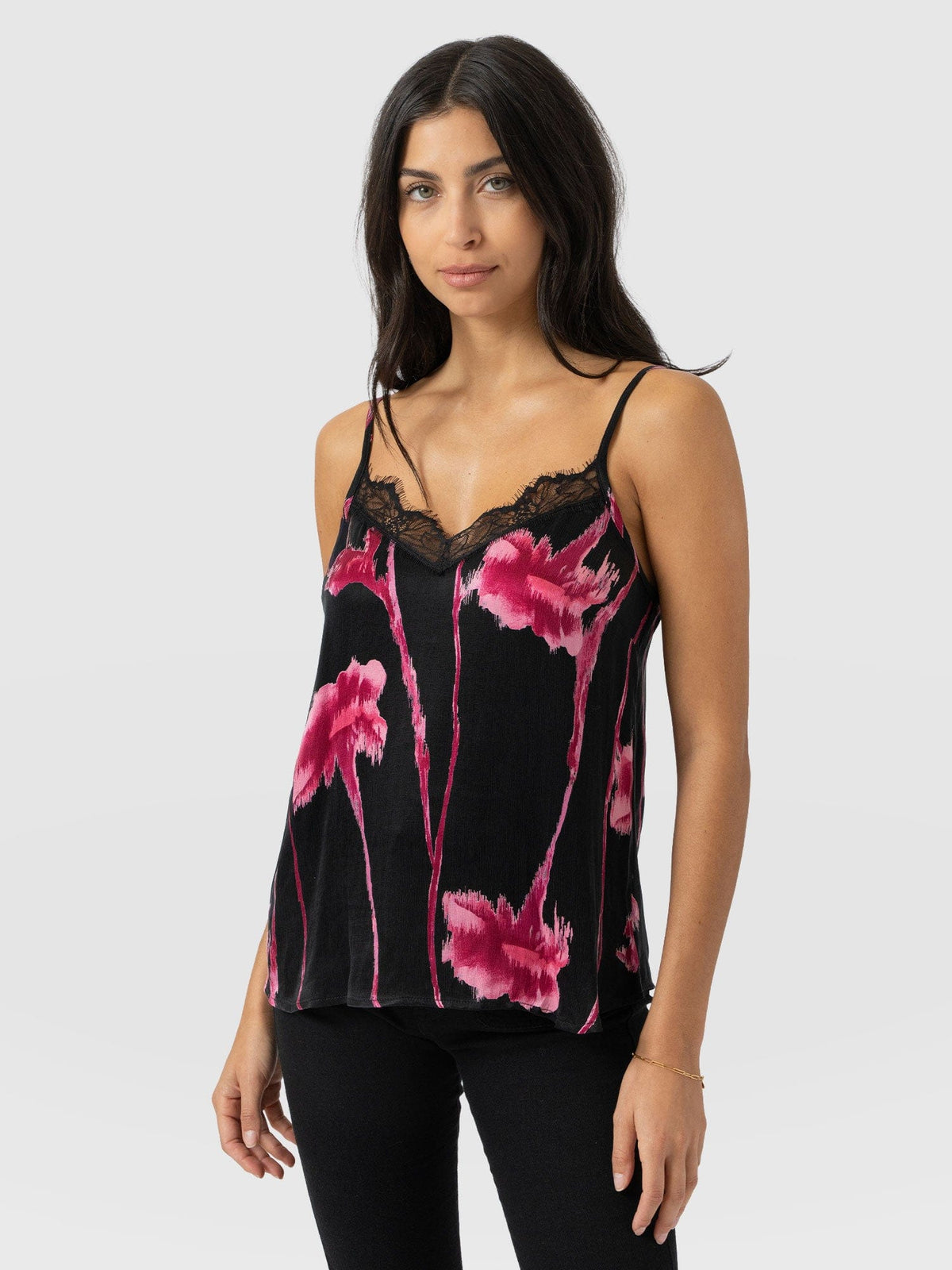 Harper Lace Cami - Pink Stem Floral