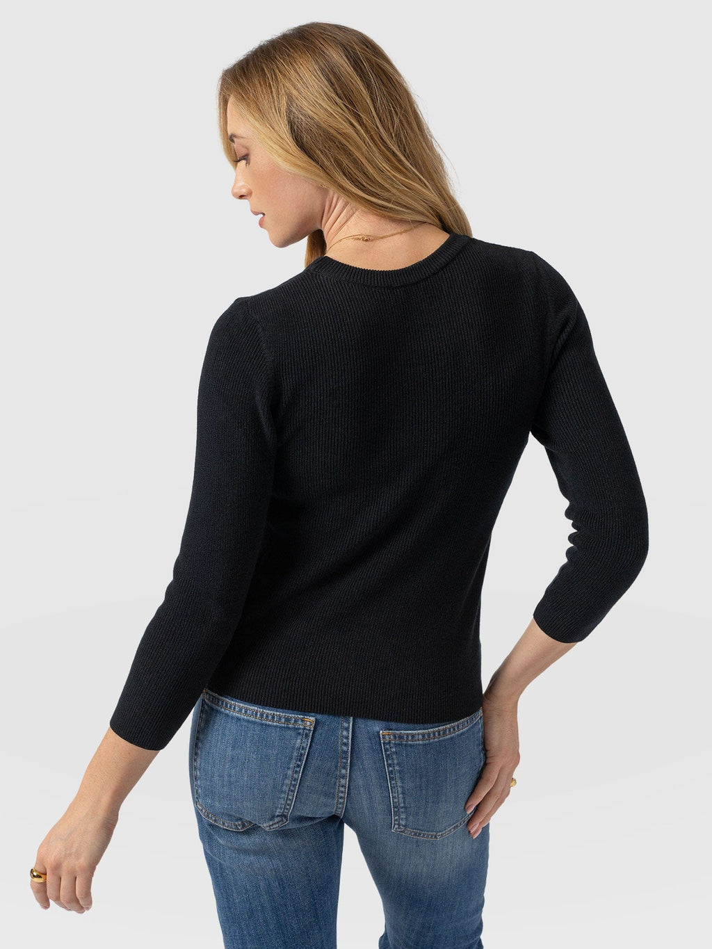 Honeycomb Rib Sweater - Black