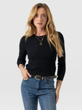Honeycomb Rib Sweater - Black