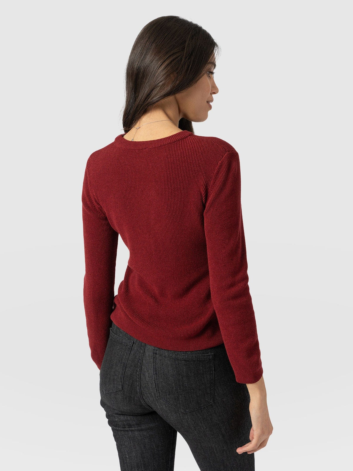 Honeycomb Rib Sweater - Burgundy