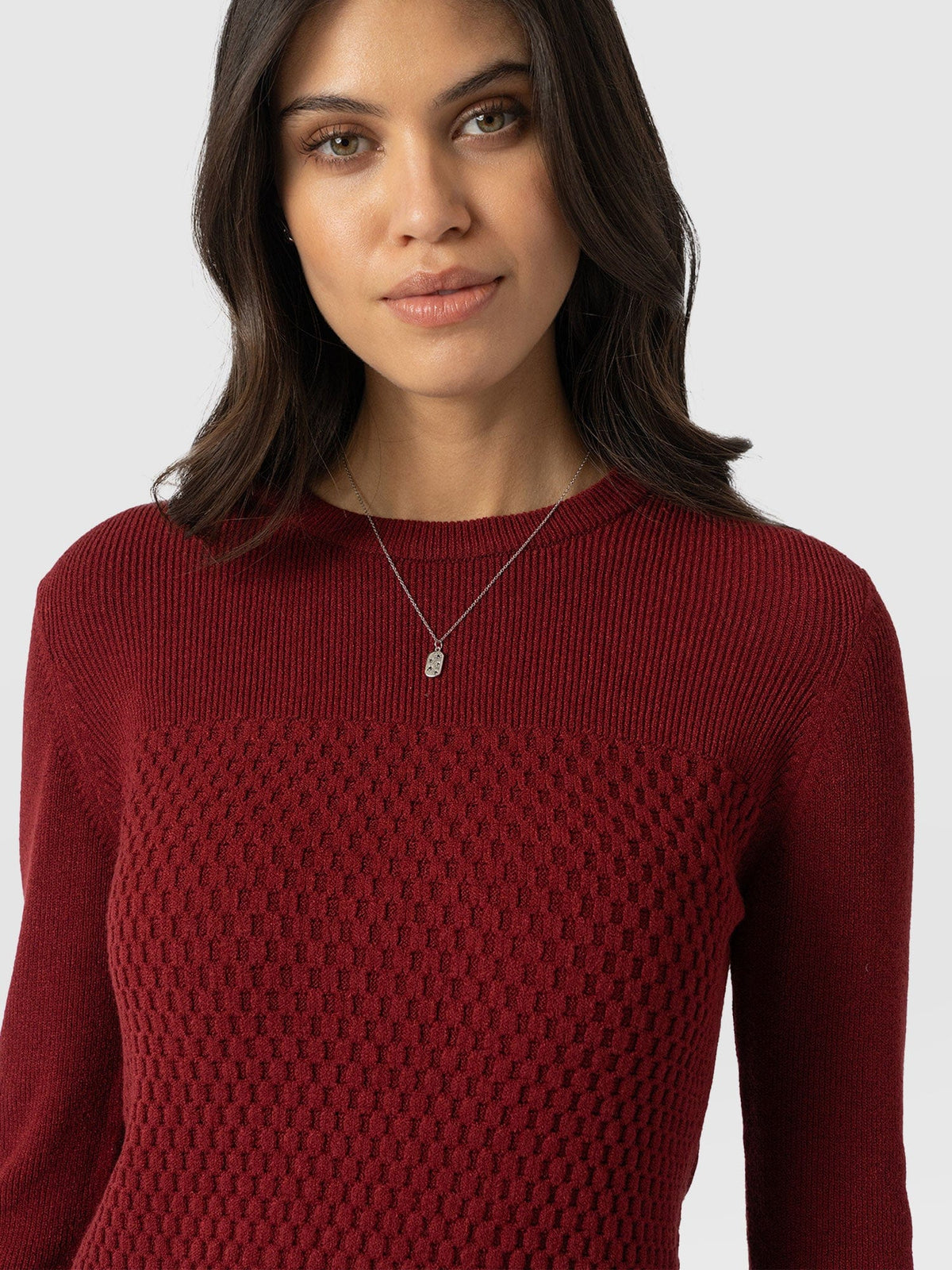 Honeycomb Rib Sweater - Burgundy