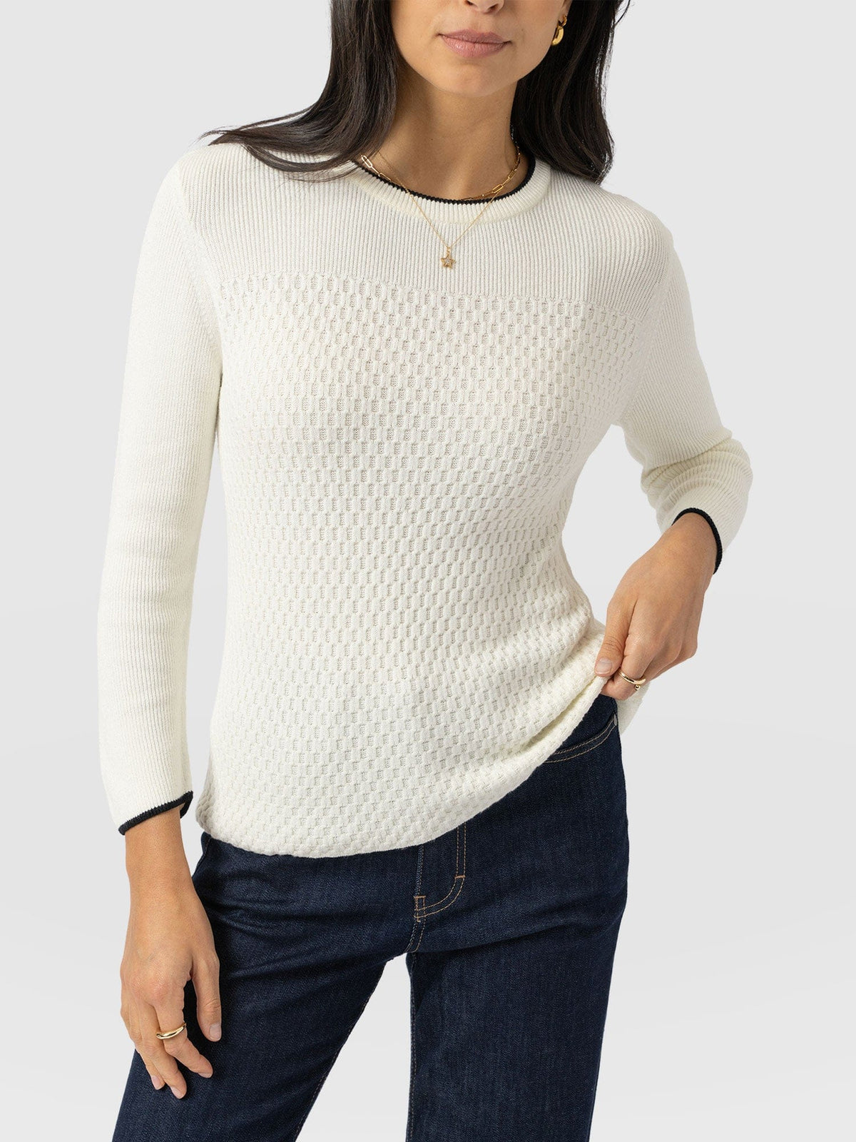 Honeycomb Rib Sweater - Cream