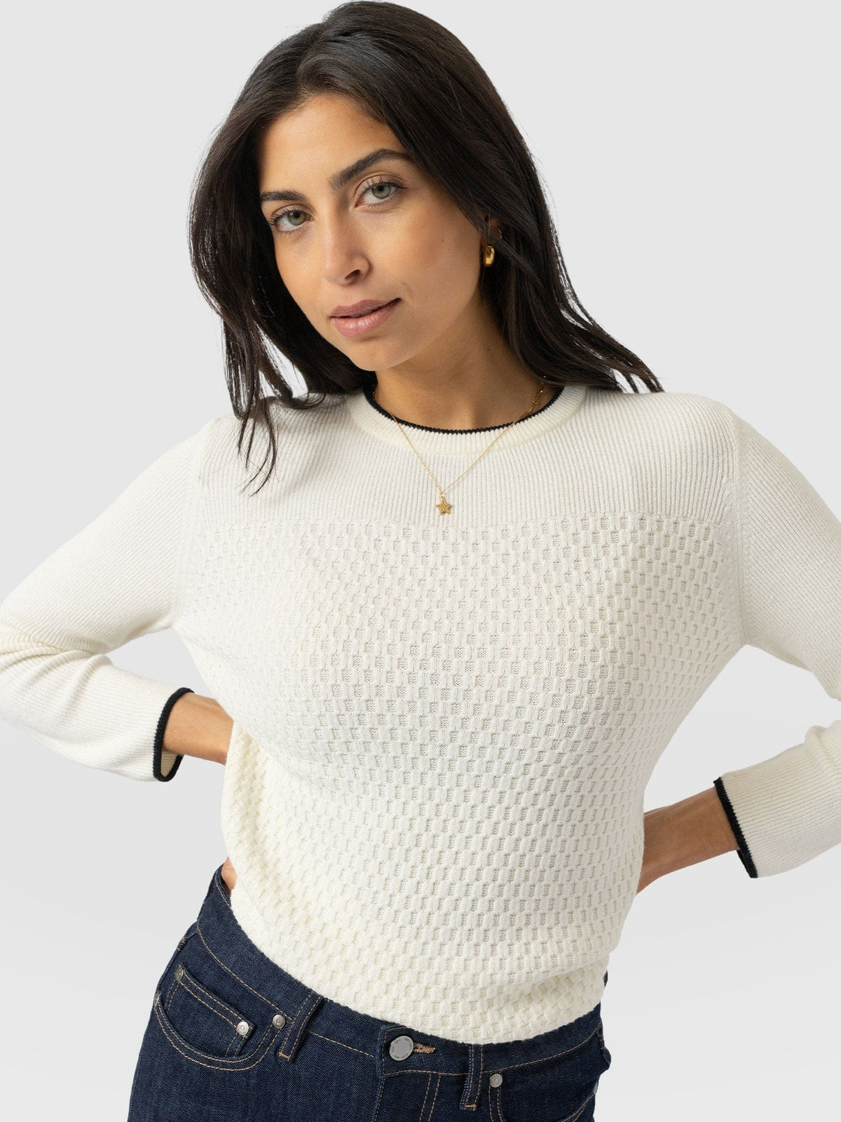 Honeycomb Rib Sweater - Cream