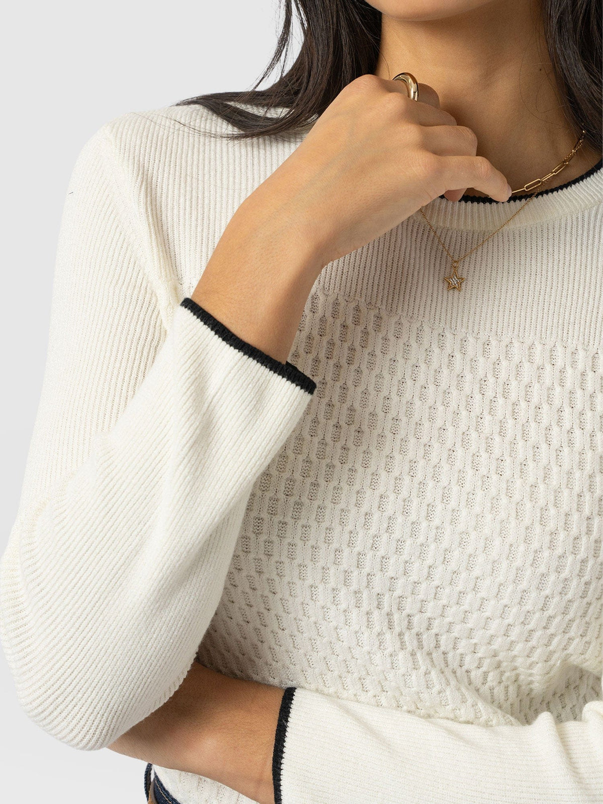 Honeycomb Rib Sweater - Cream