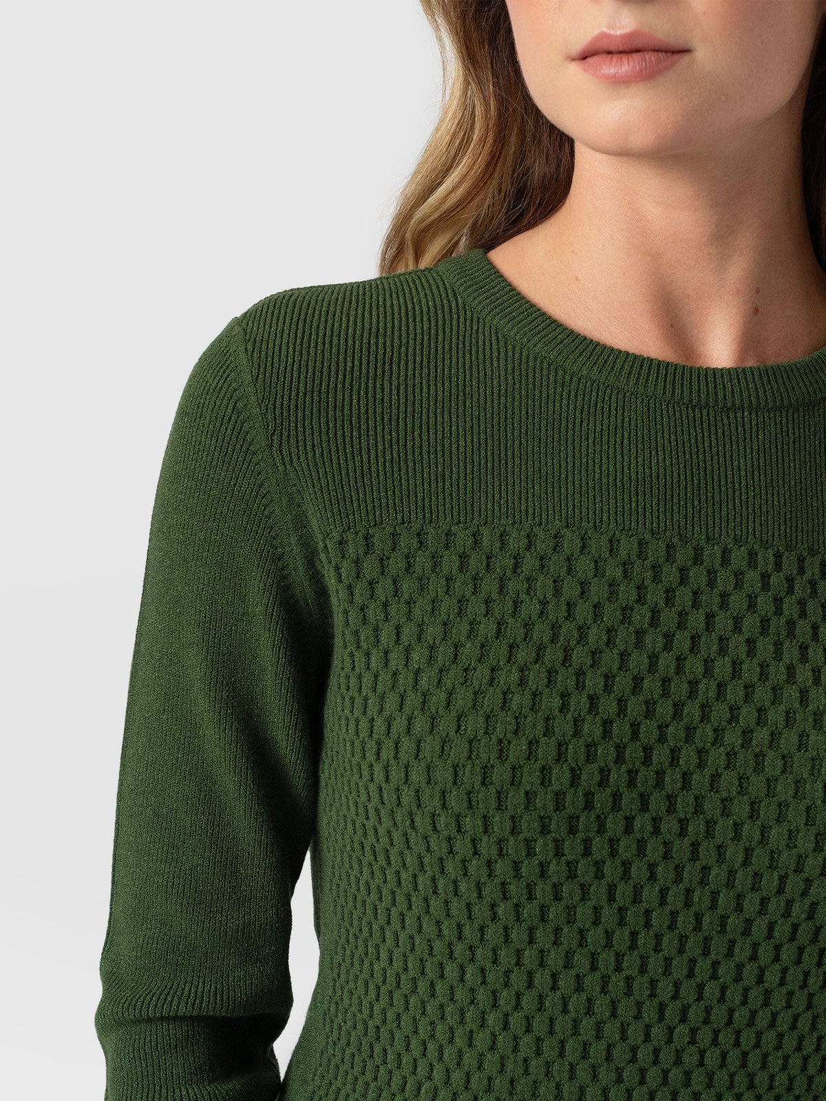 Honeycomb Rib Sweater - Green