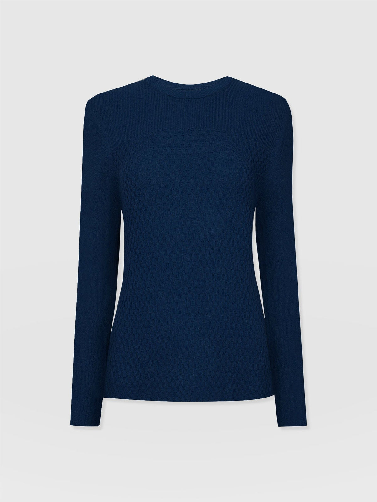 Honeycomb Rib Sweater - Navy