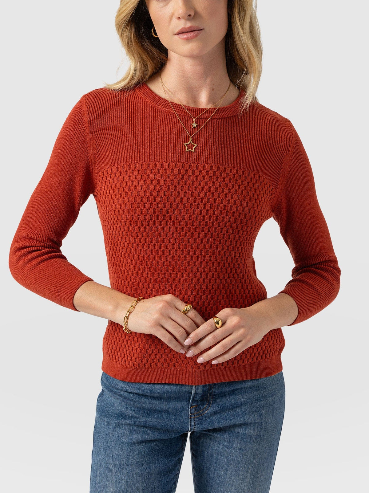 Honeycomb Rib Sweater - Amber