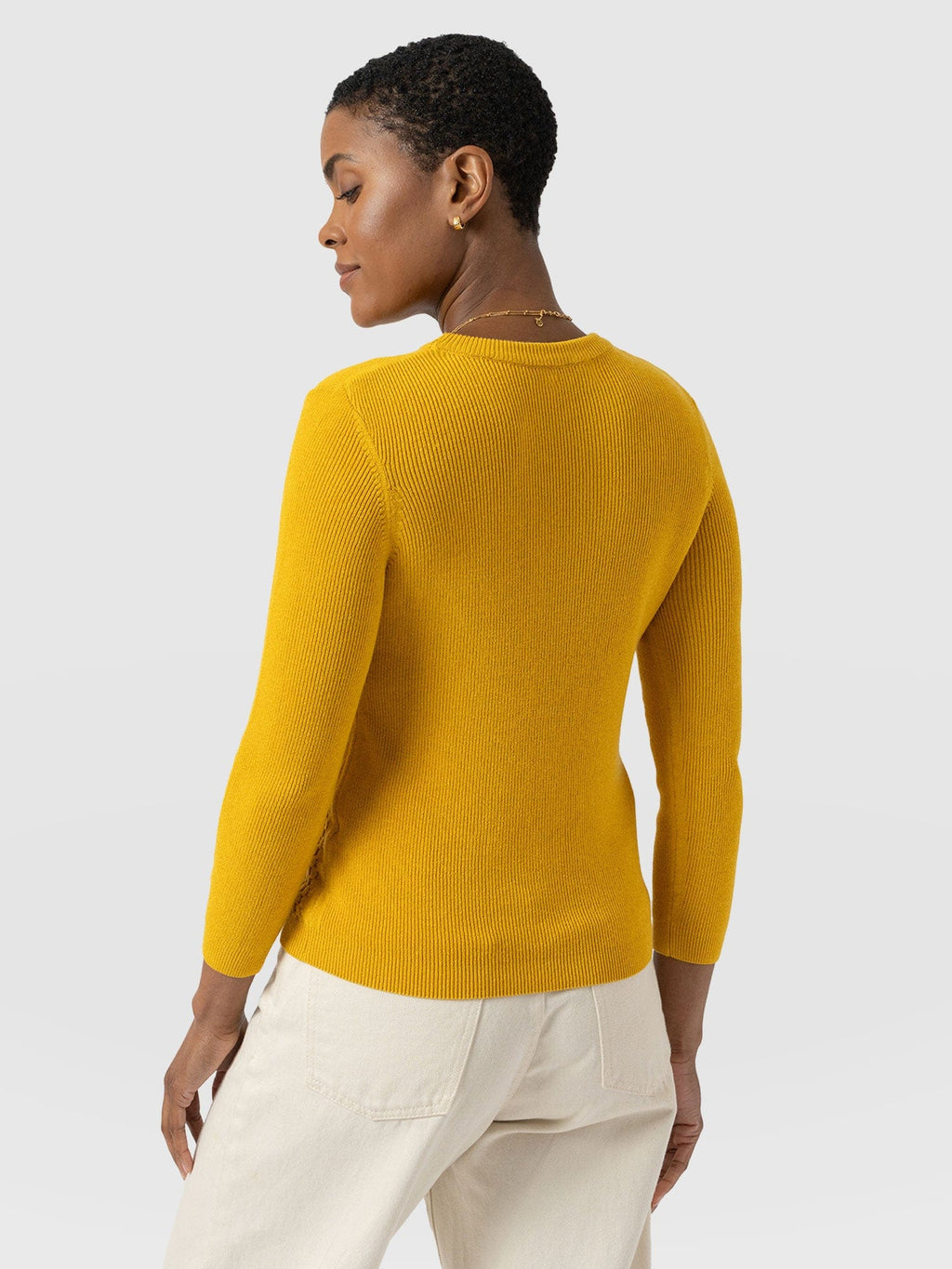 Honeycomb Rib Sweater - Yellow