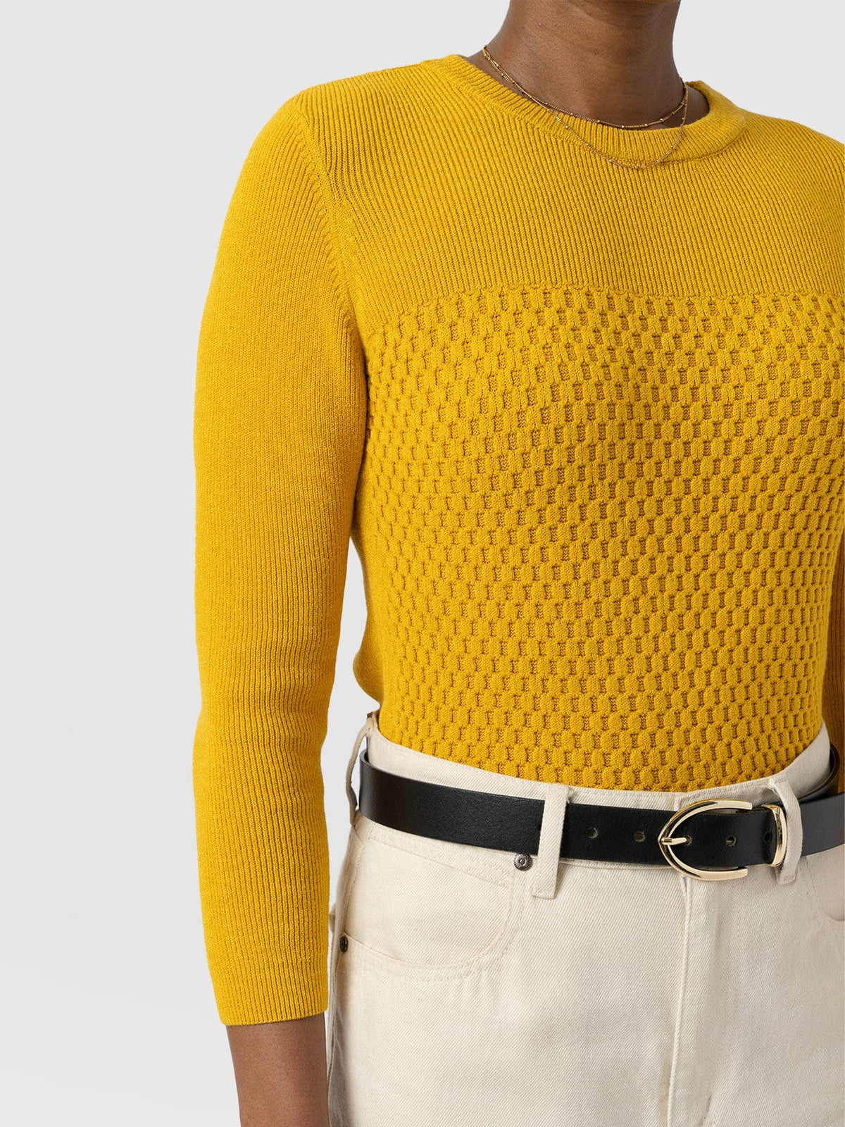 Honeycomb Rib Sweater - Yellow