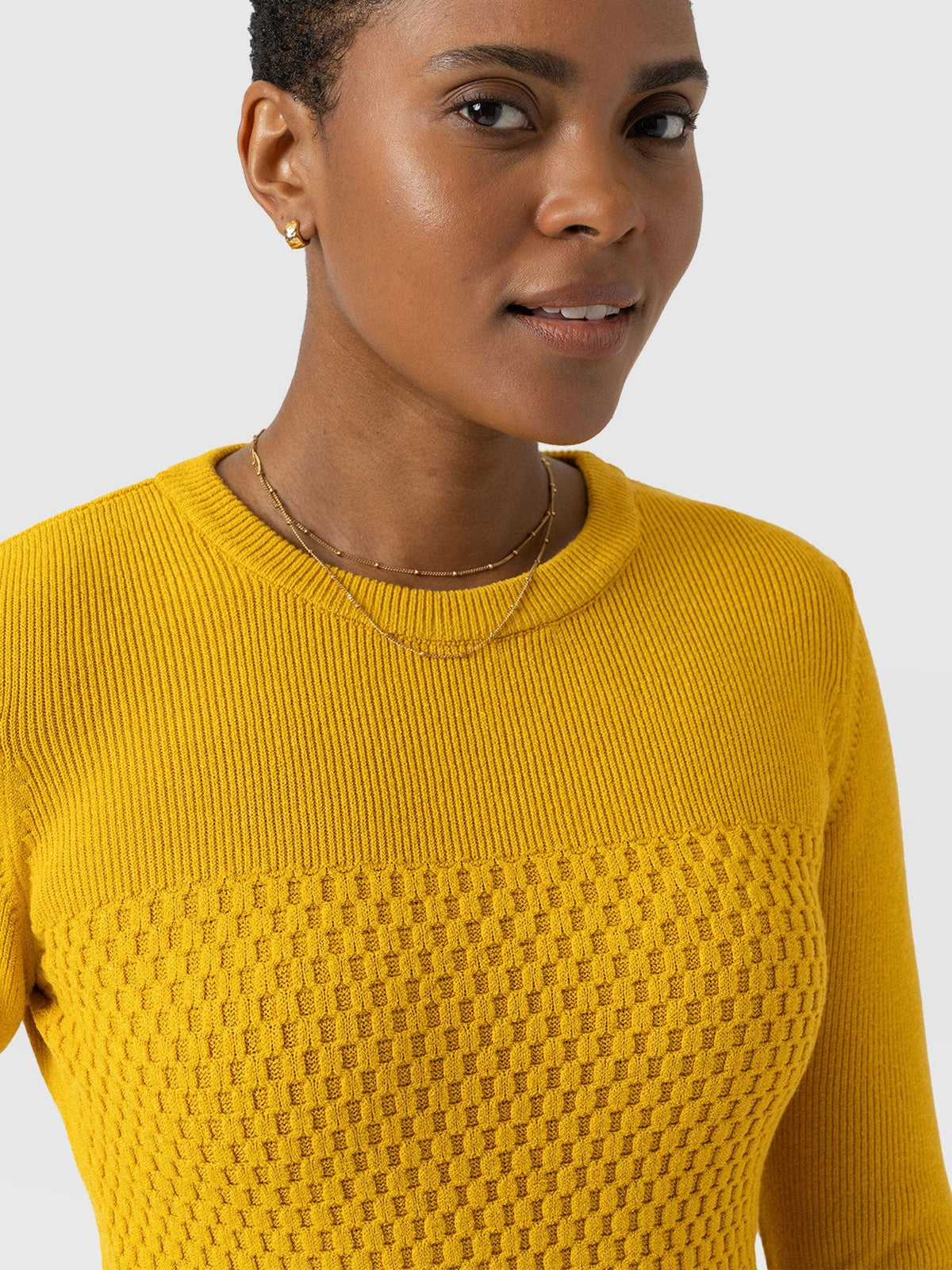 Honeycomb Rib Sweater - Yellow
