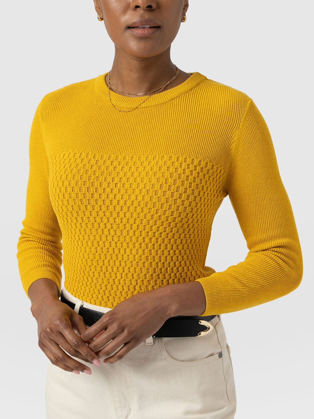 Honeycomb Rib Sweater - Yellow