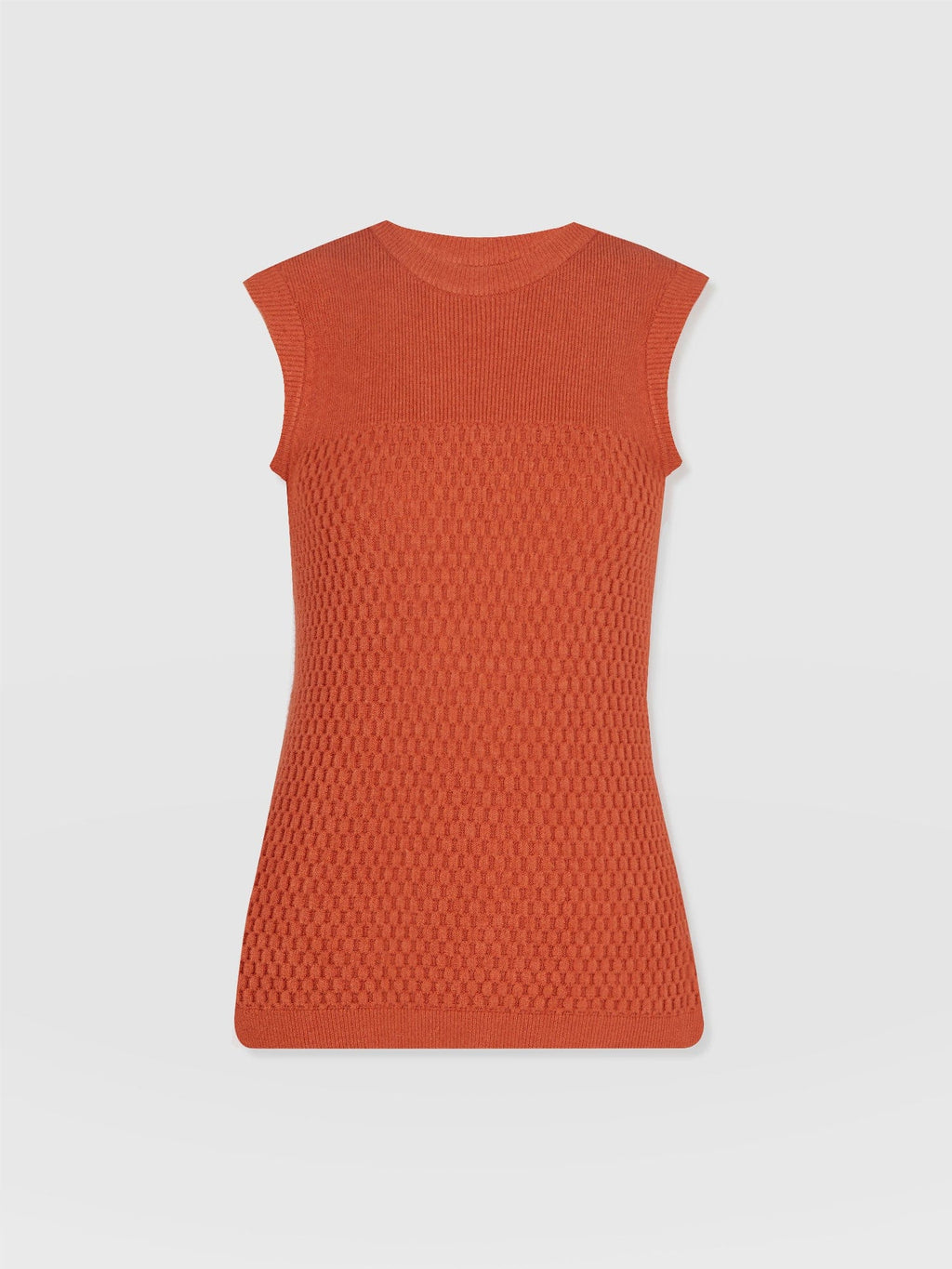Honeycomb Sleeveless Rib Knit - Burnt Orange