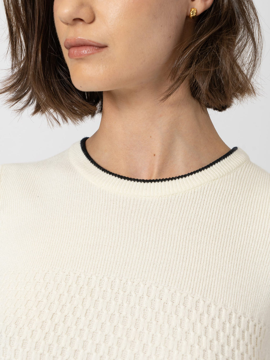 Honeycomb Sleeveless Rib Knit  - Cream