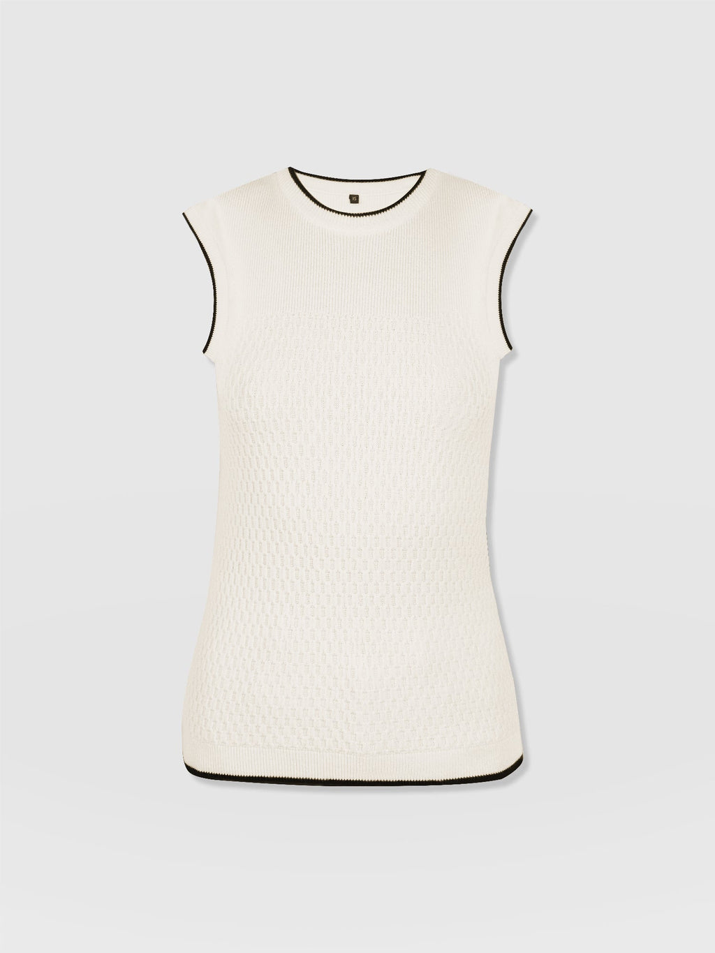 Honeycomb Sleeveless Rib Knit  - Cream