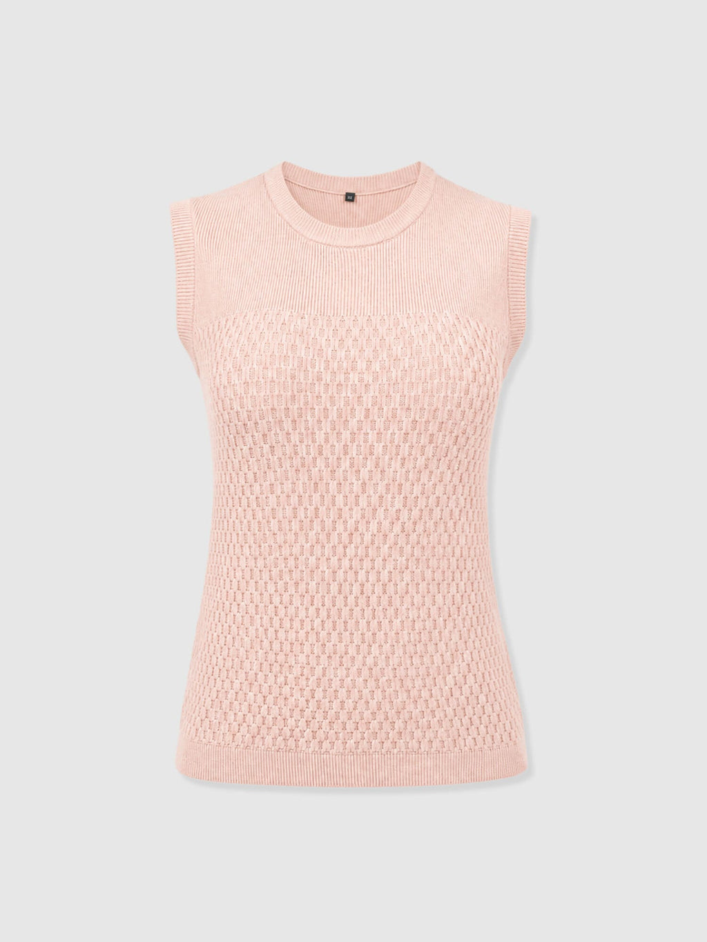 Honeycomb Sleeveless Rib Knit - Pale Pink