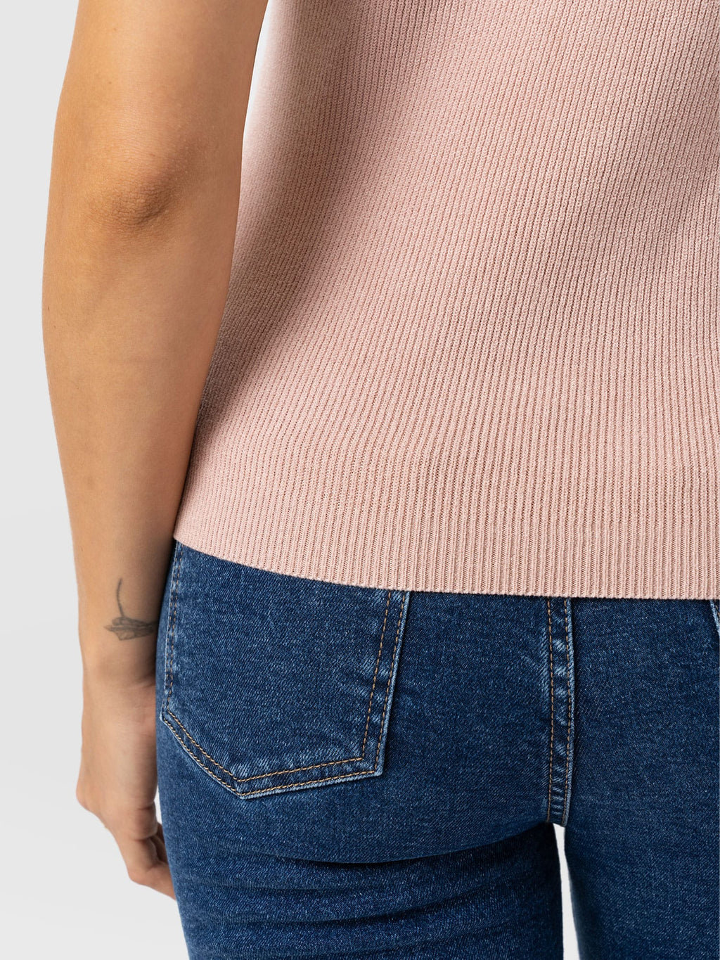 Honeycomb Sleeveless Rib Knit - Pale Pink