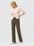 Hoxton Wide Leg Pant - Khaki - Pink Stripe