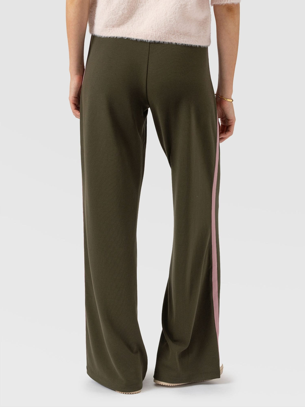 Hoxton Wide Leg Pant - Khaki - Pink Stripe