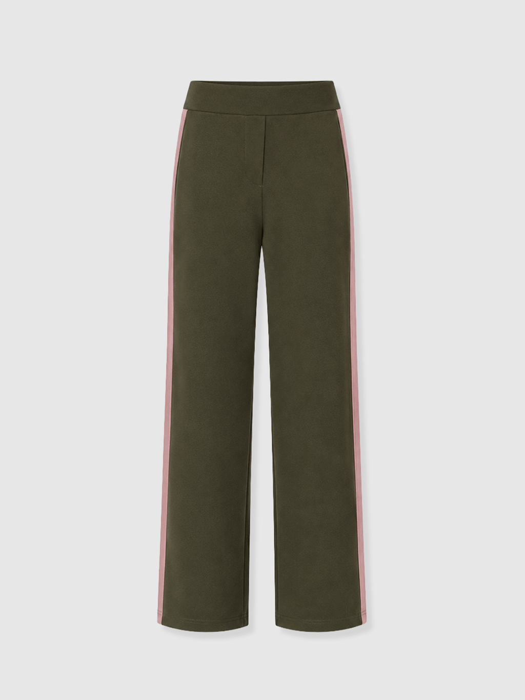 Hoxton Wide Leg Pant - Khaki - Pink Stripe