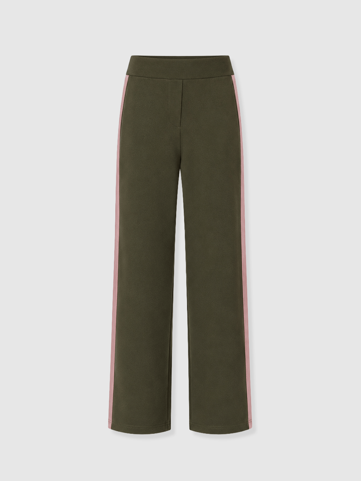 Hoxton Wide Leg Pant - Khaki - Pink Stripe