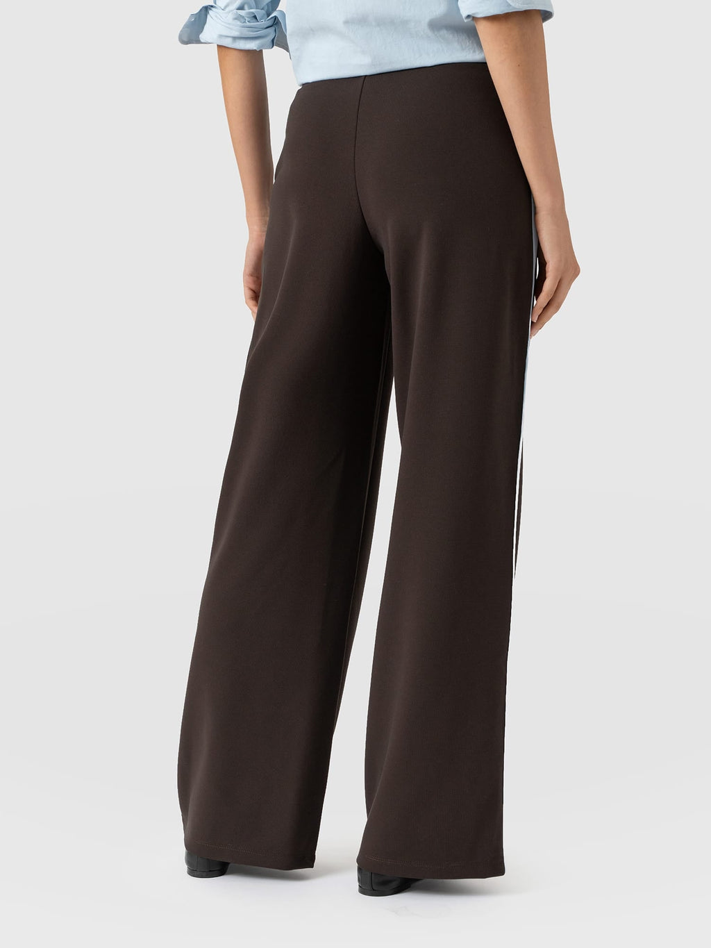 Hoxton Wide Leg Pant - Chocolate - Blue Stripe