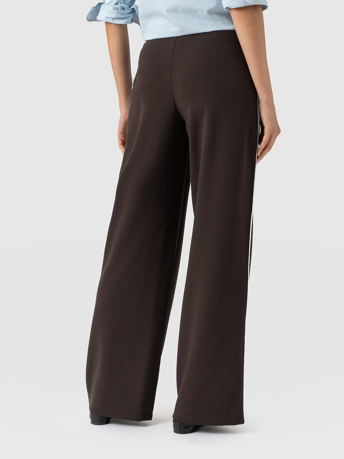 Hoxton Wide Leg Pant - Chocolate - Blue Stripe