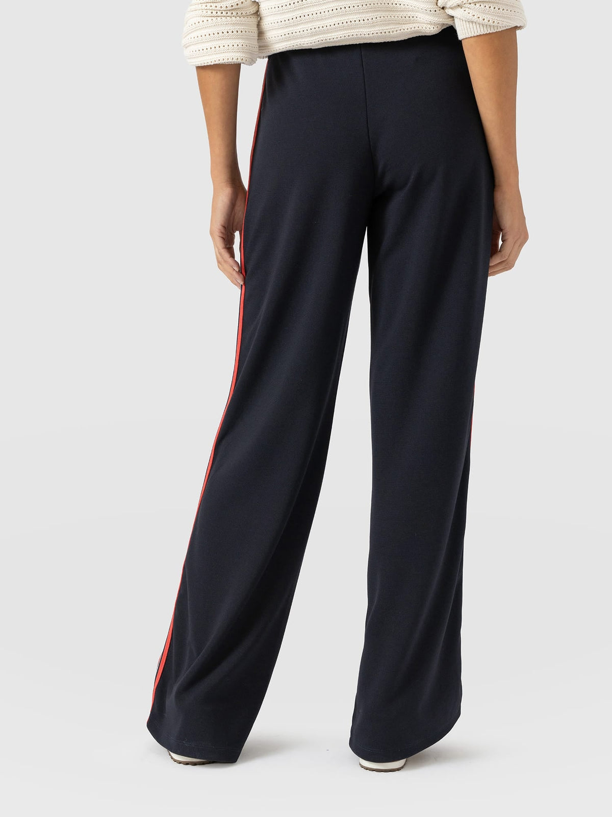 Hoxton Wide Leg Pant - Navy/Red Stripe
