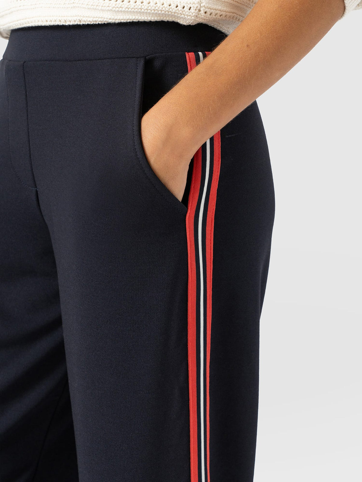 Hoxton Wide Leg Pant - Navy/Red Stripe