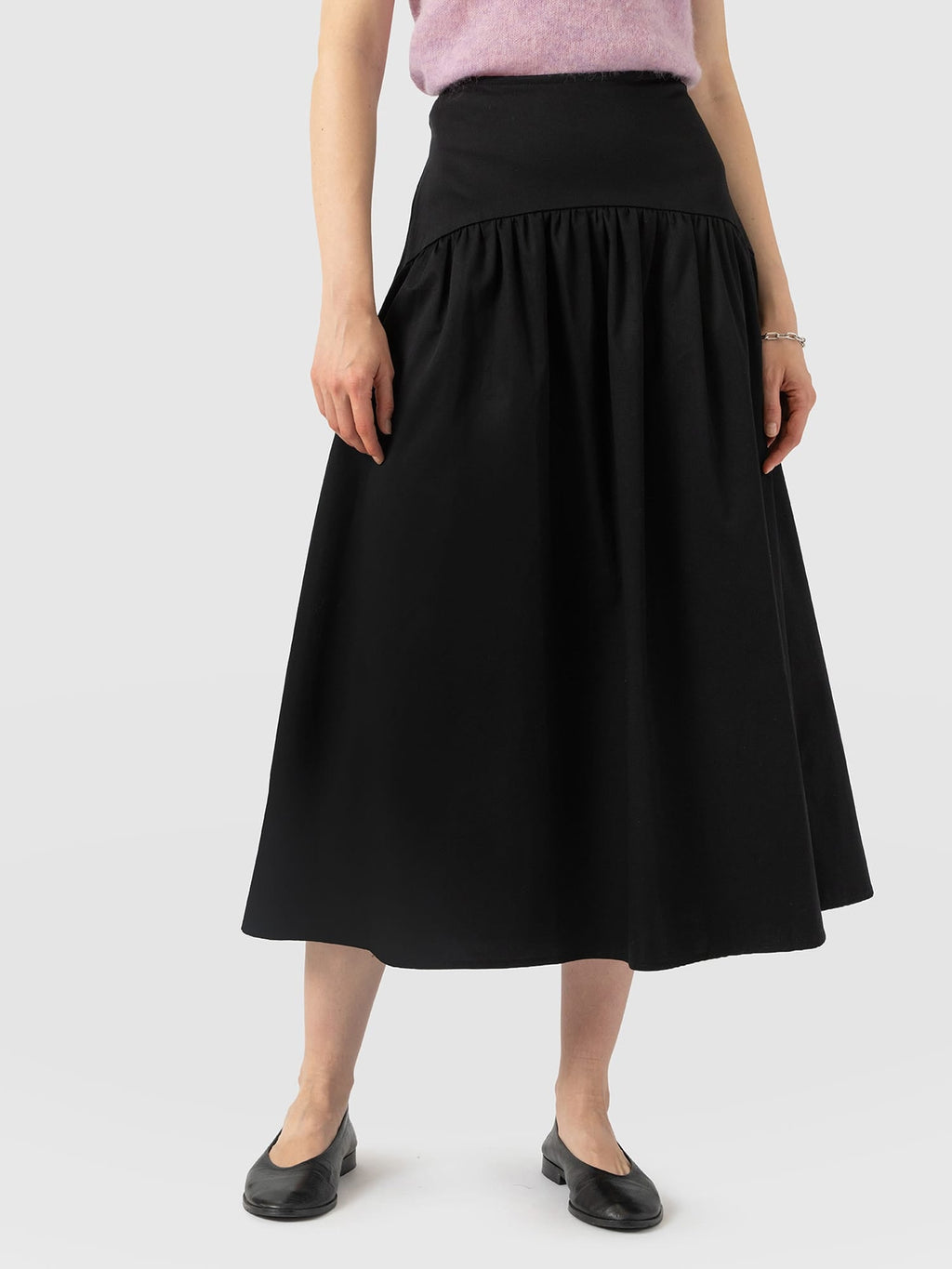 Indie Basque Waist Skirt - Black