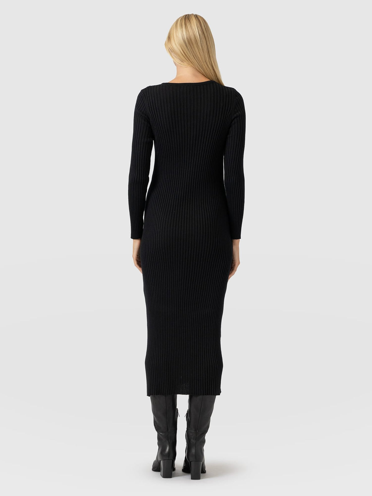 Isla Knit Column Dress - Black