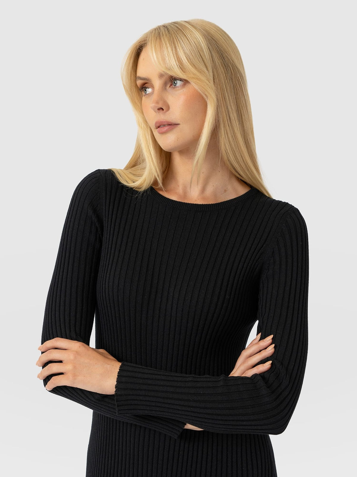Isla Knit Column Dress - Black