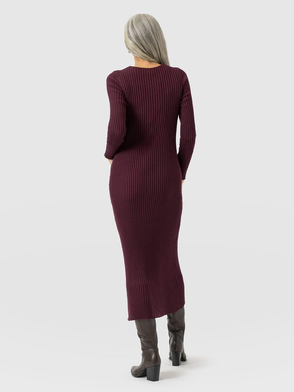 Isla Knit Column Dress - Plum