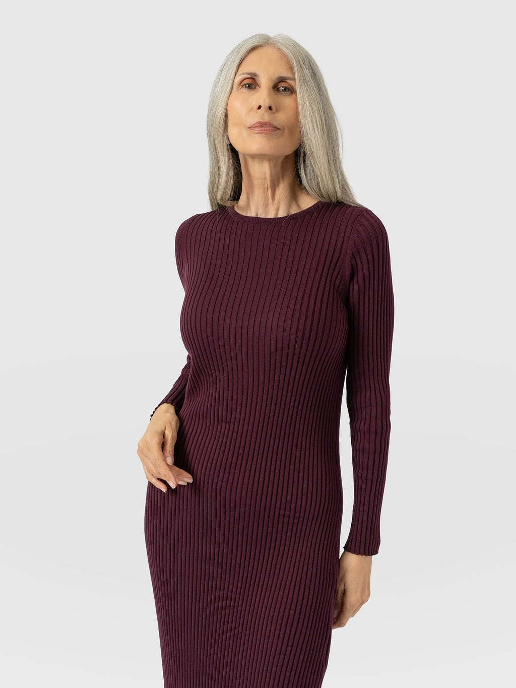 Isla Knit Column Dress - Plum