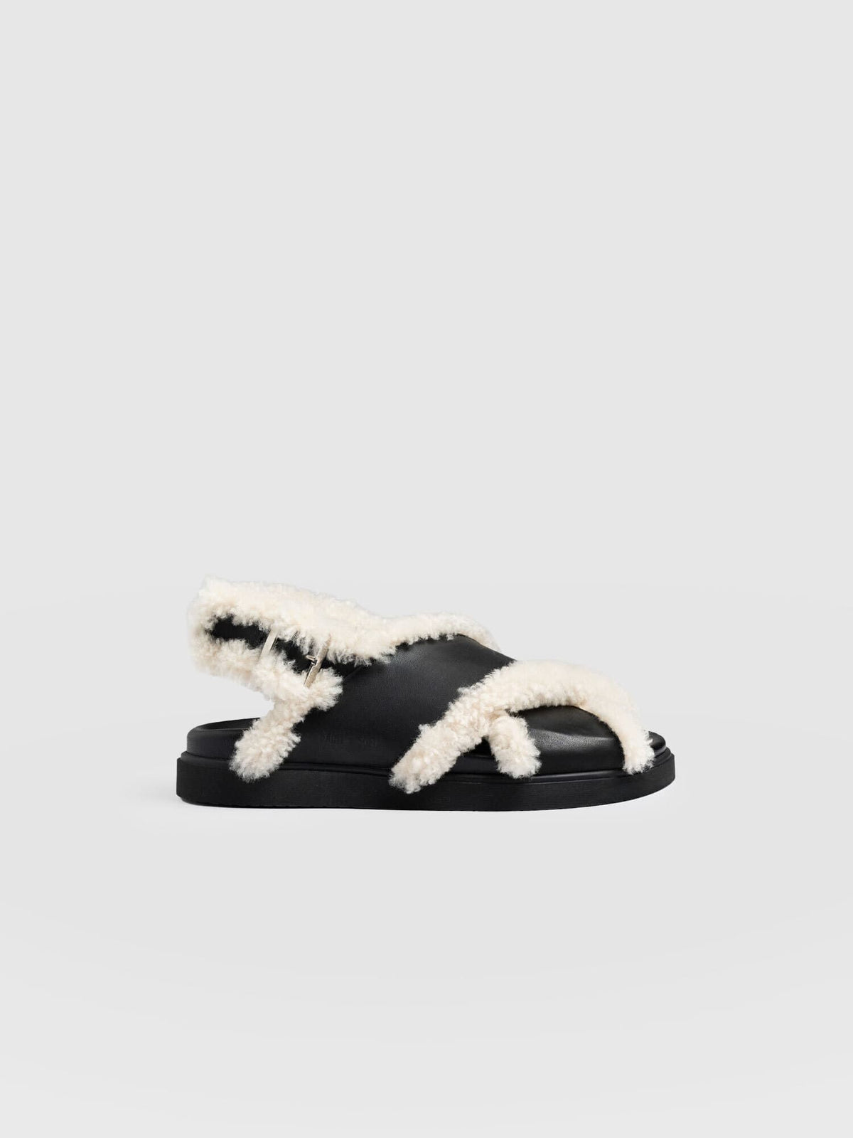 Isla Shearling Sandal - Black