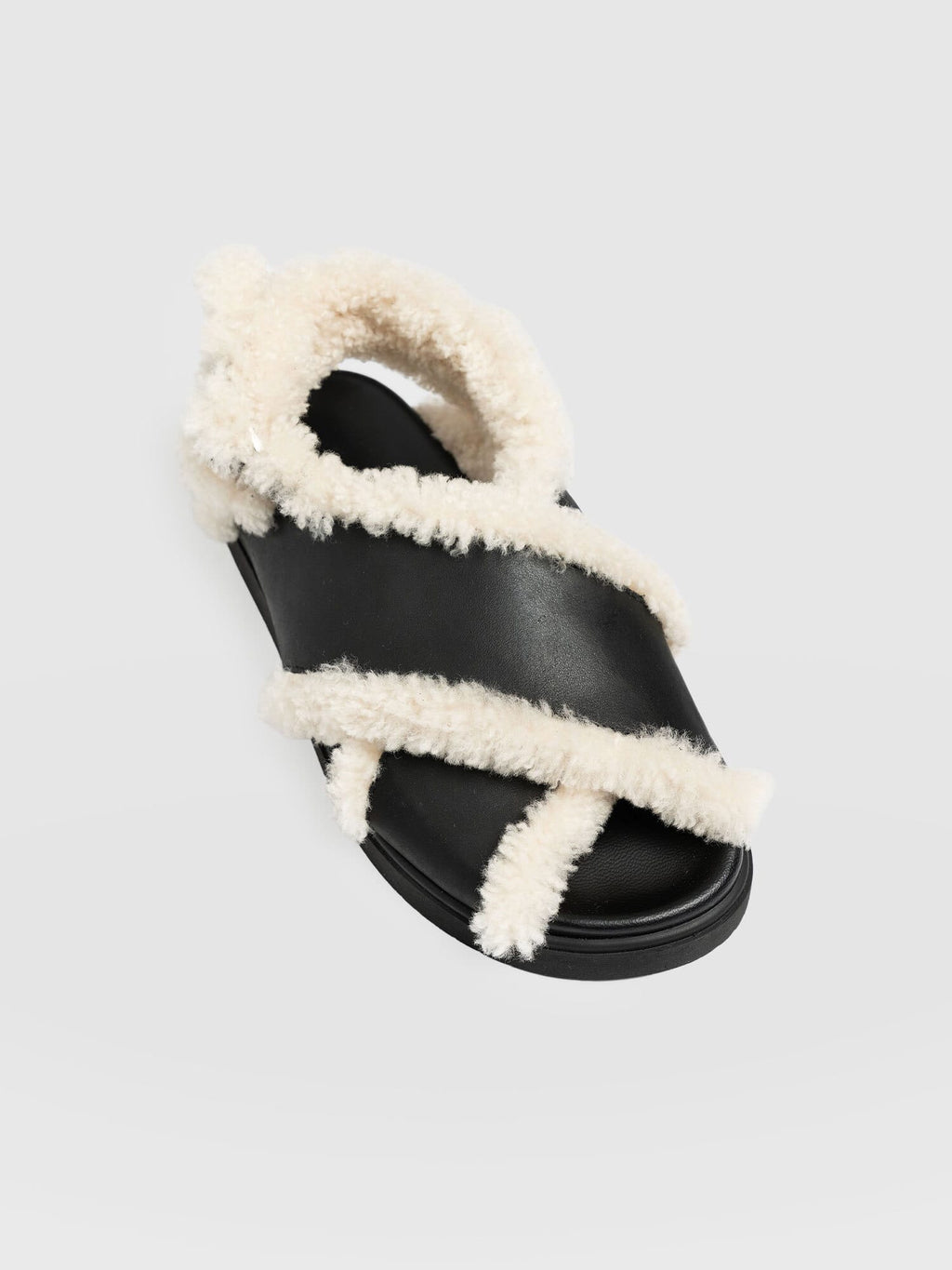 Isla Shearling Sandal - Black