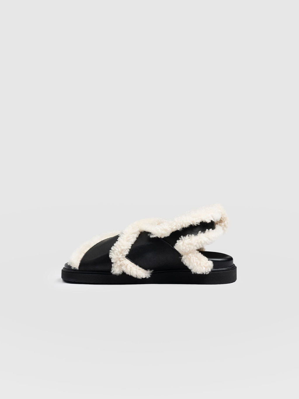 Isla Shearling Sandal - Black