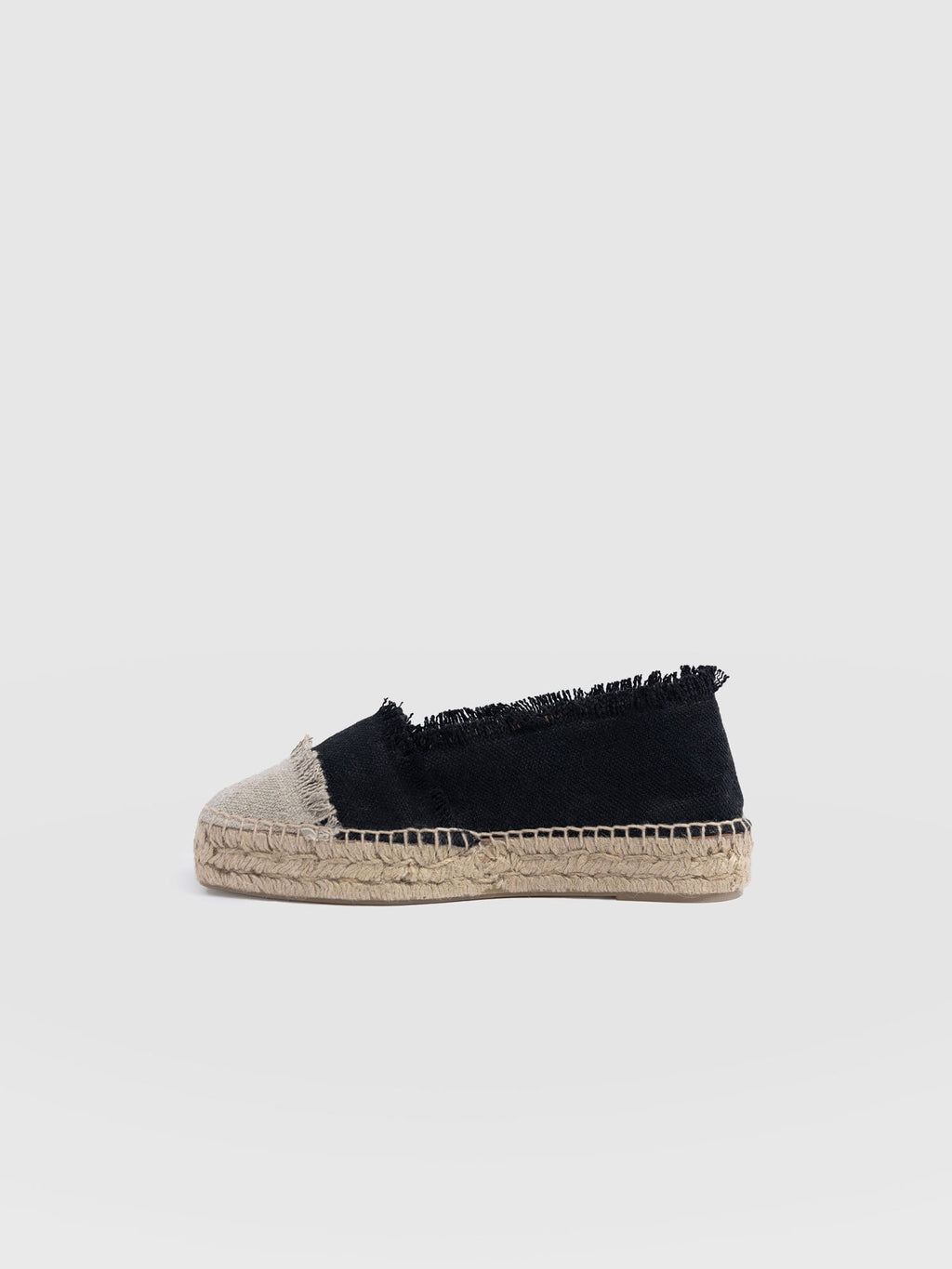 Ivy Frayed Espadrille Pumps - Black