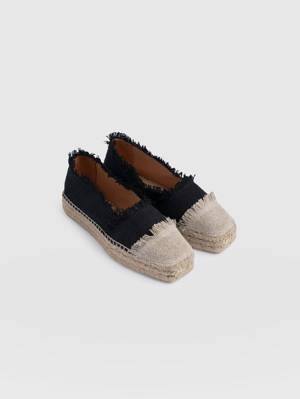 Ivy Frayed Espadrille Pumps - Black
