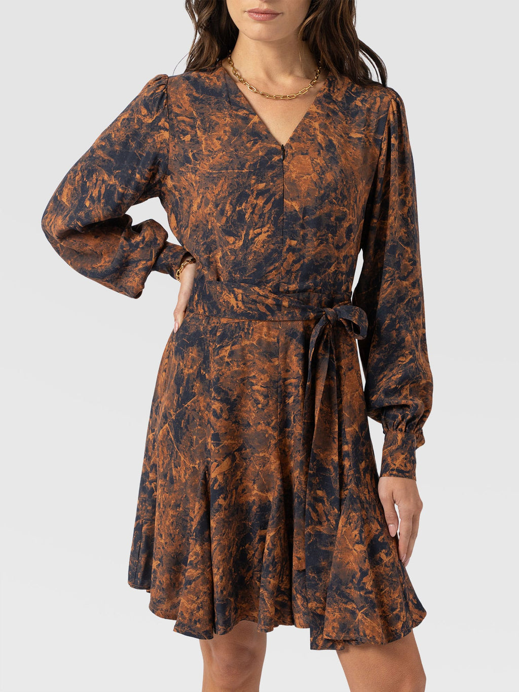 Joselyn Mini Dress - Brown Marble
