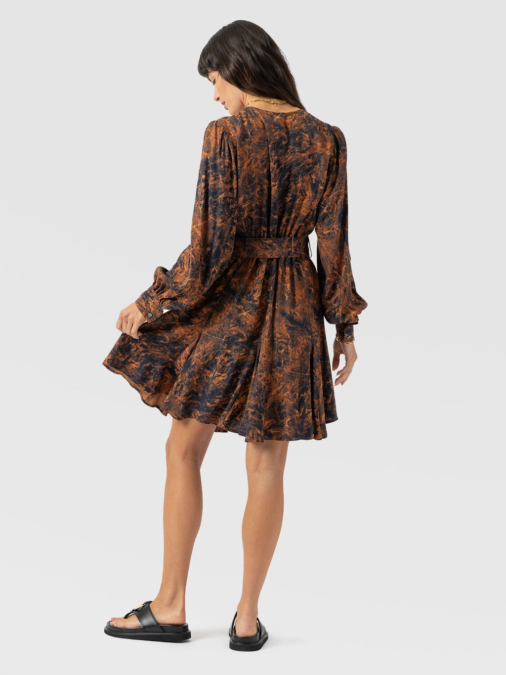 Joselyn Mini Dress - Brown Marble