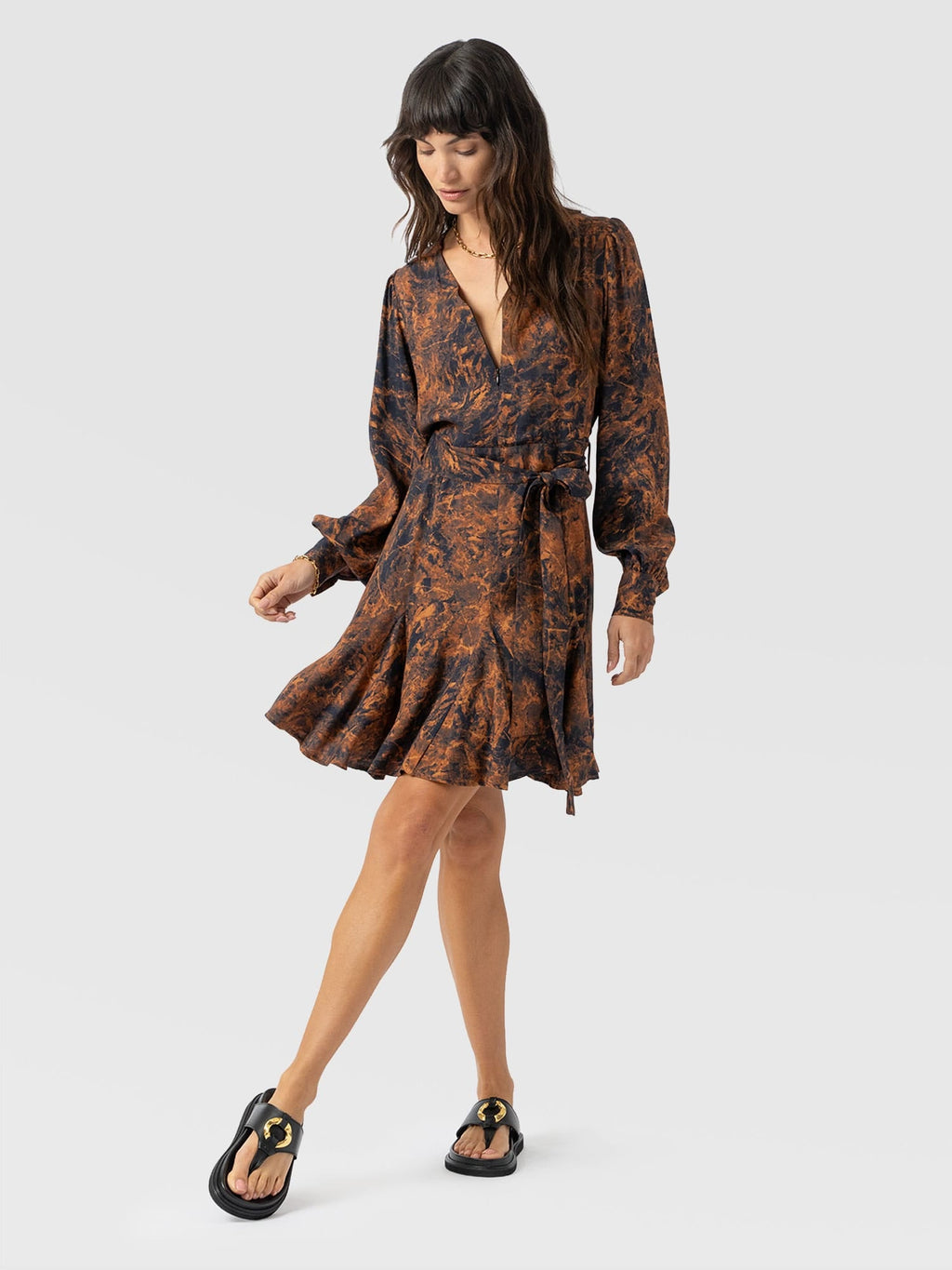 Joselyn Mini Dress - Brown Marble