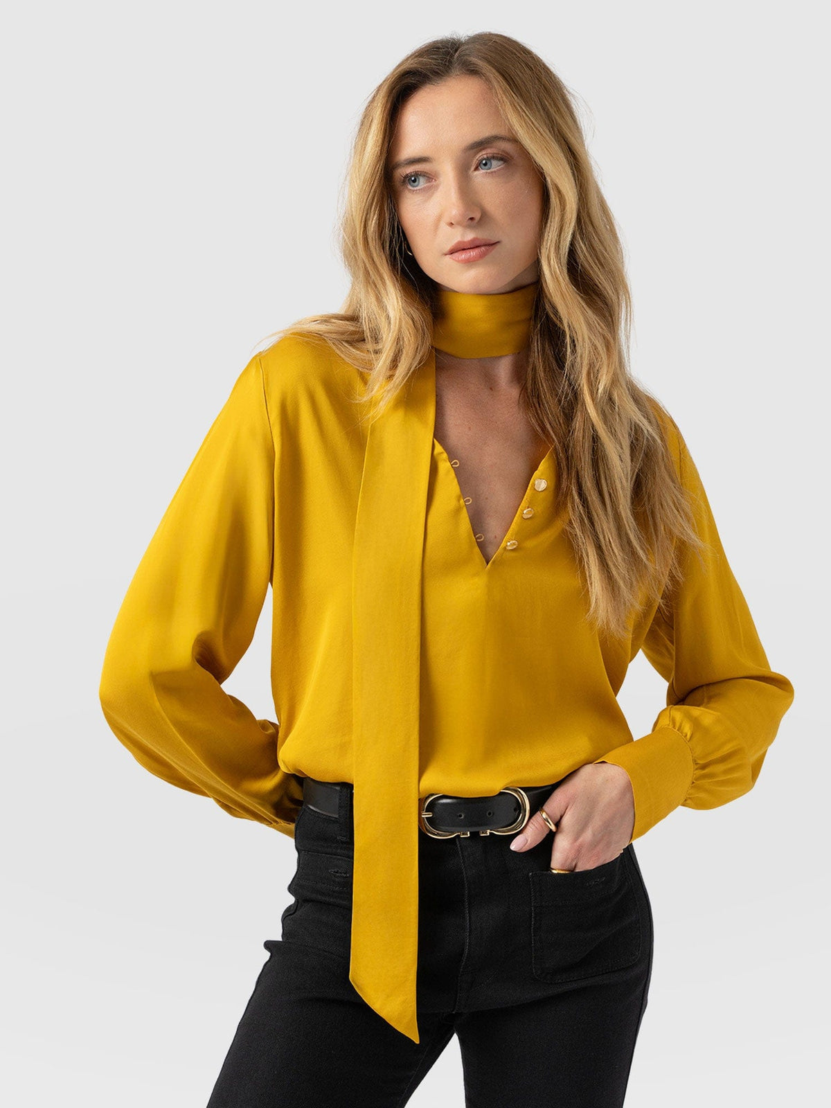 Joselyn V Neck Blouse - Golden Yellow
