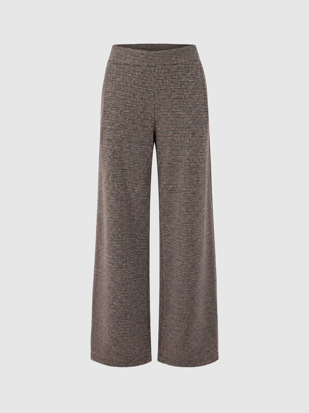 Keller Wide Leg Pant - Beige/Burgundy Check