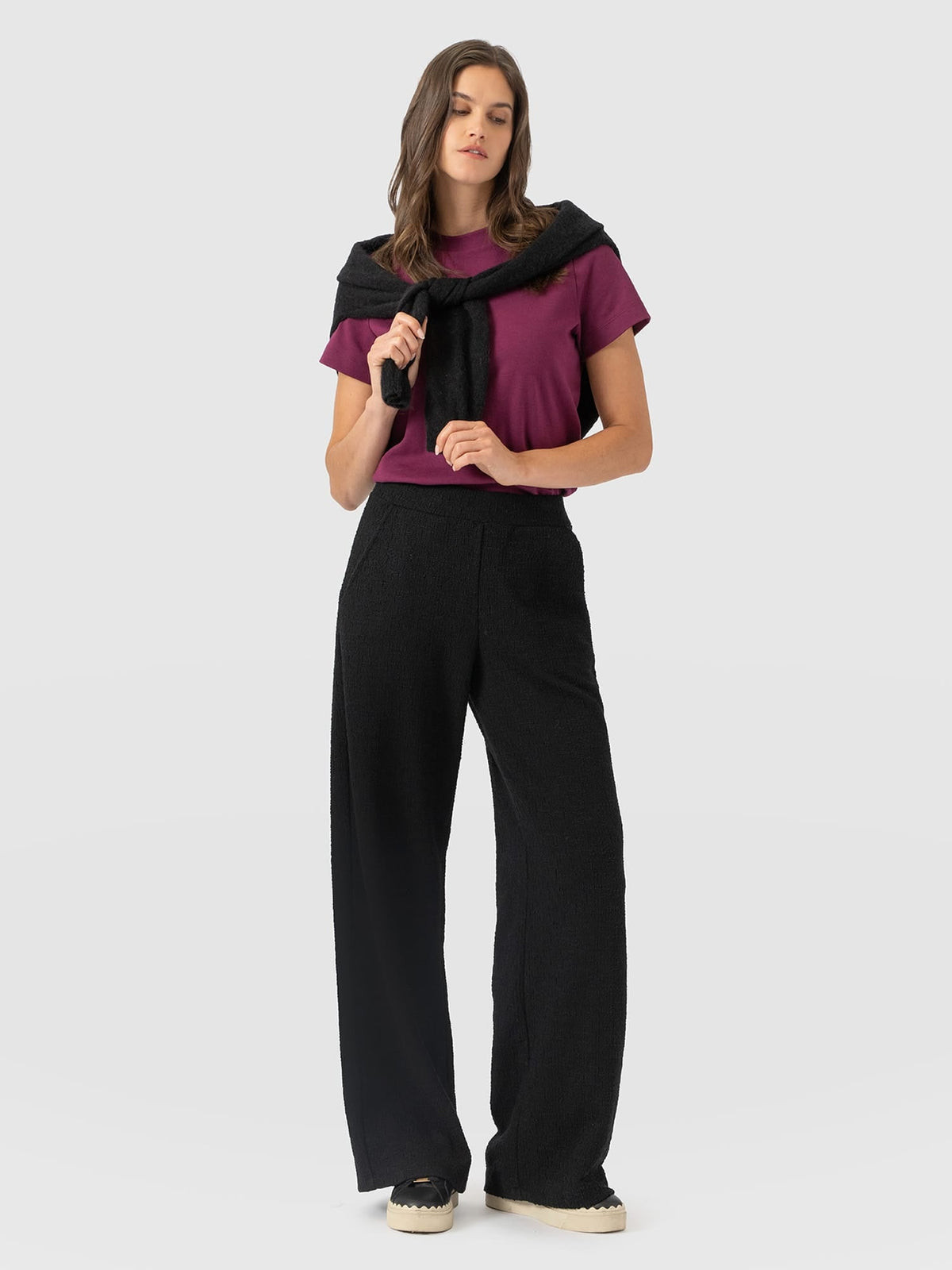 Keller Wide Leg Pant - Black Boucle