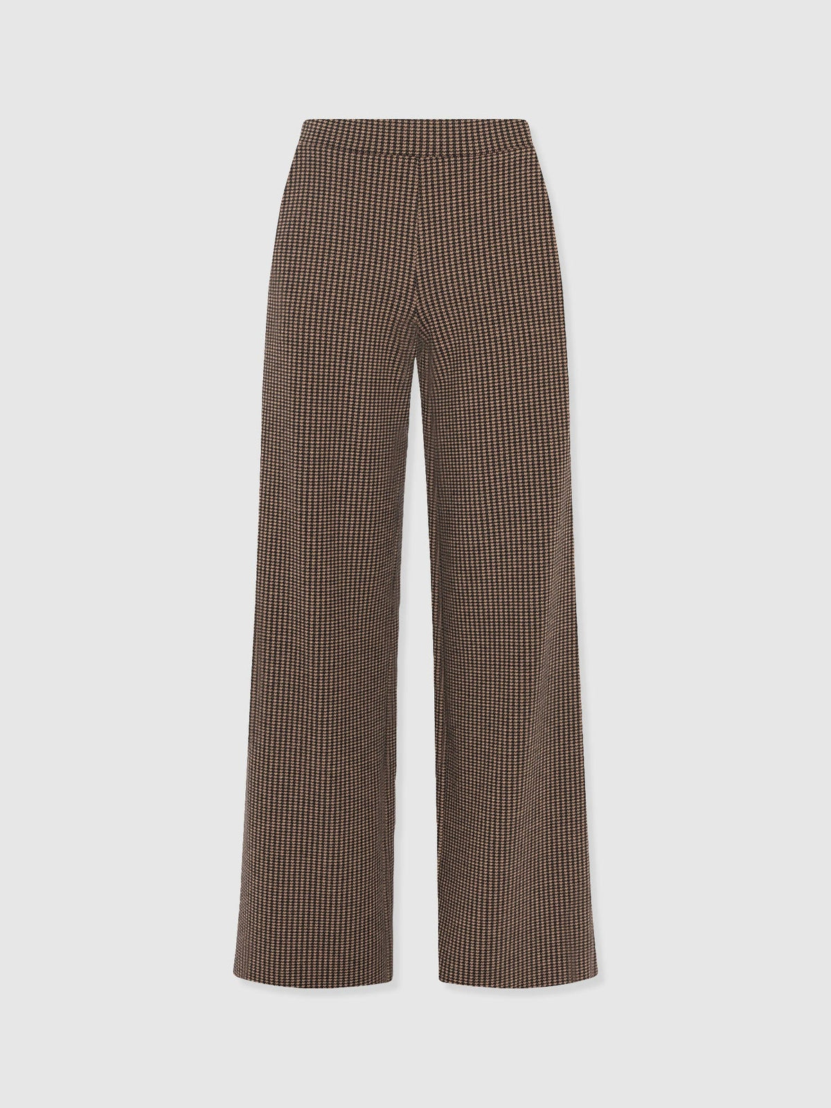 Keller Wide Leg Pant - Brown Mini Houndstooth