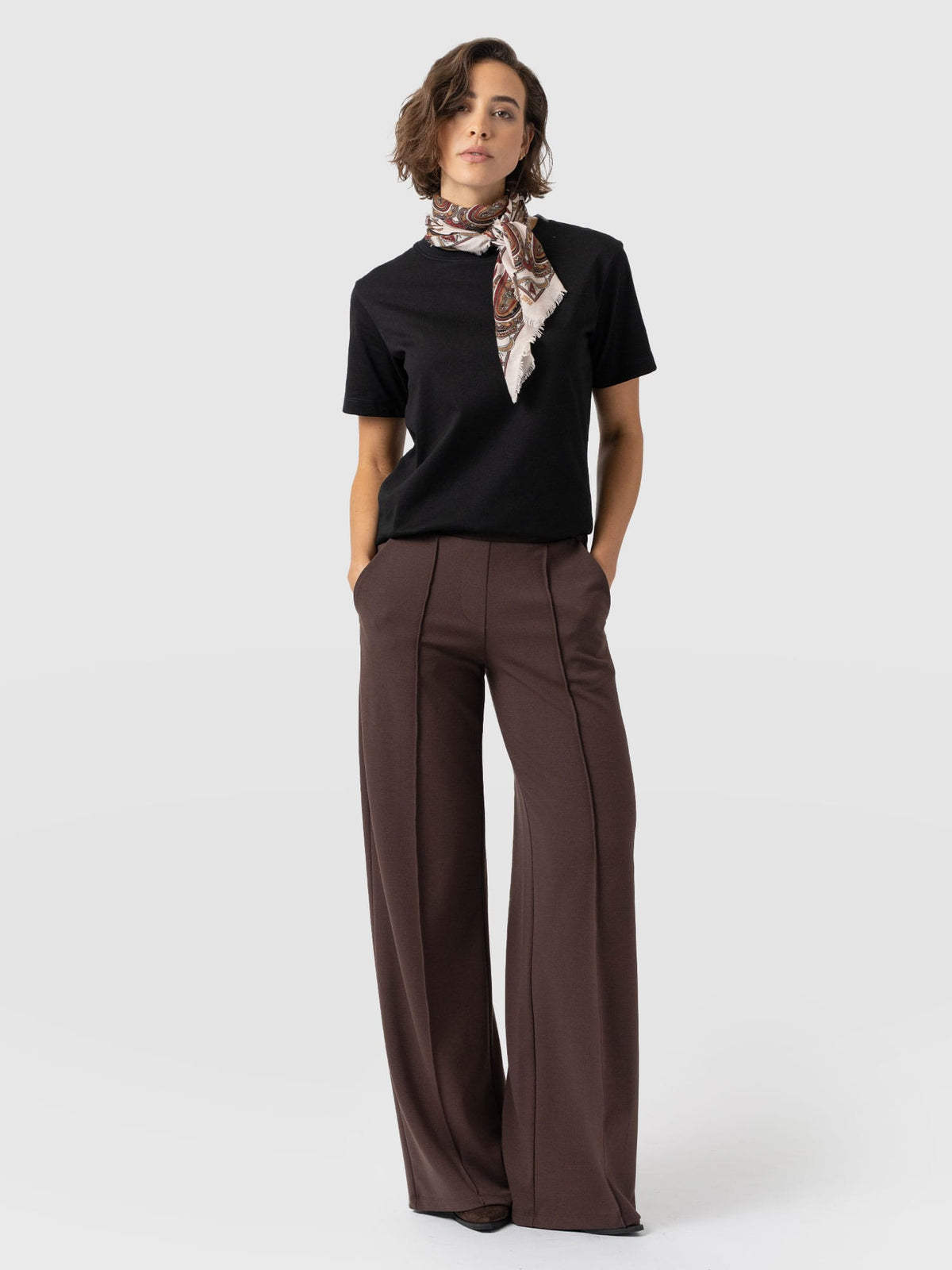 Keller Wide Leg Pant - Brown