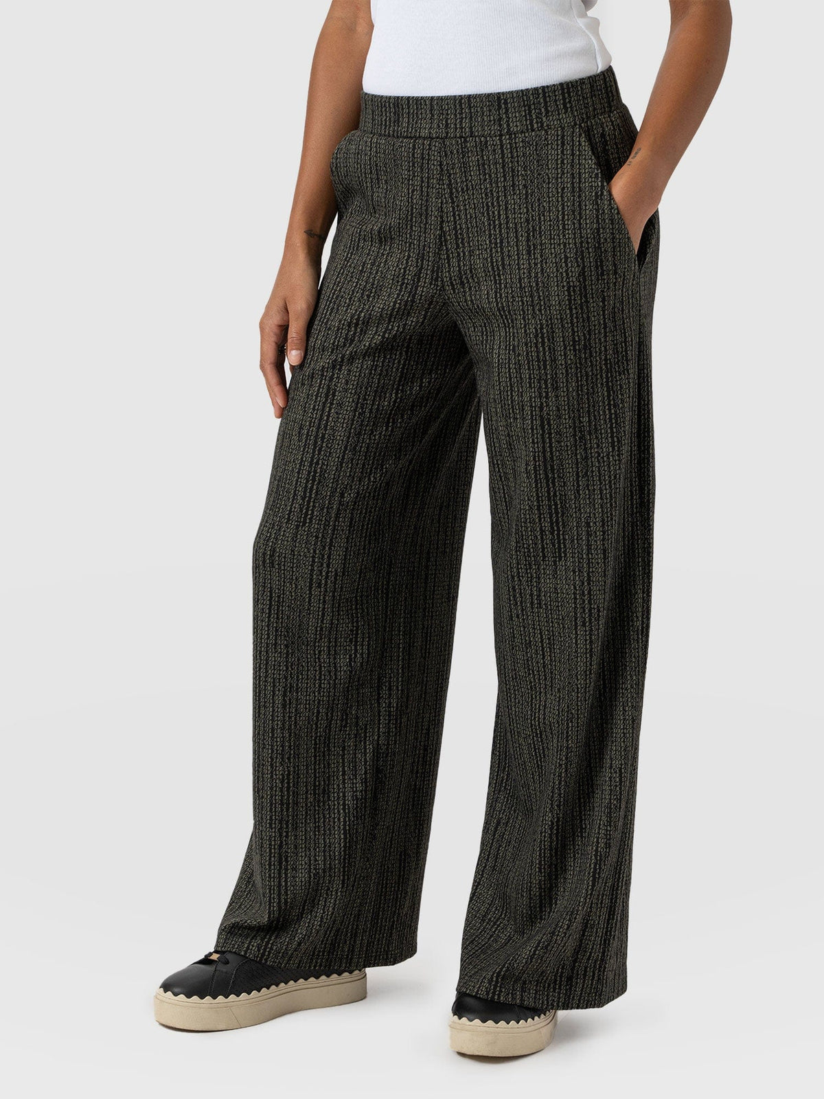 Keller Wide Leg Pant - Green Texture