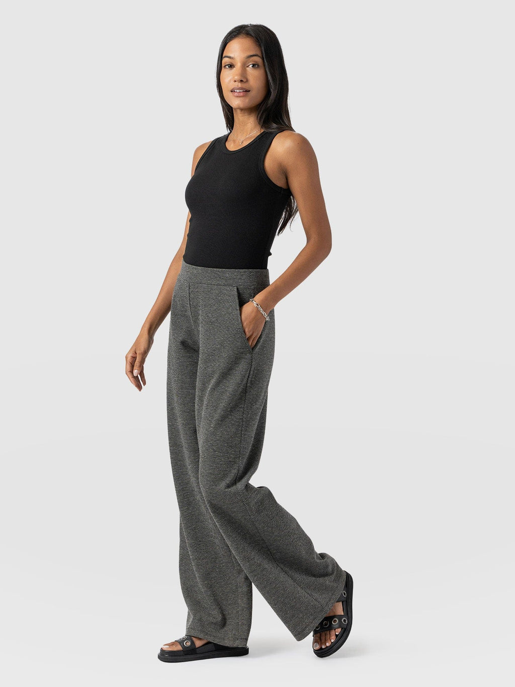 Keller Wide Leg Pant - Grey Twill
